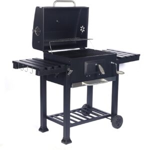 Portable Charcoal BBQ Grill with Wheels & Tables - JBNCRYGD