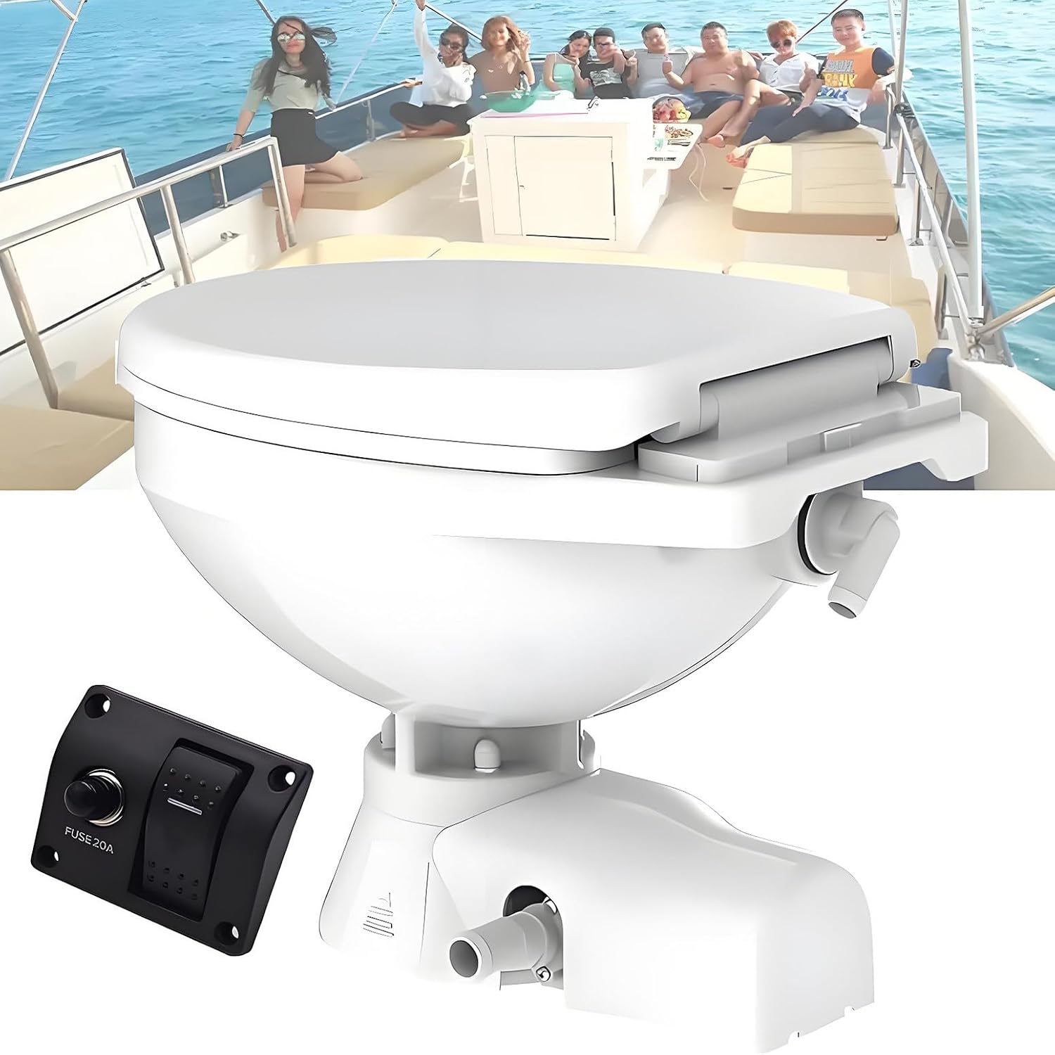 VDNIDUIR 12V Electric Marine Toilet for Boats & RVs