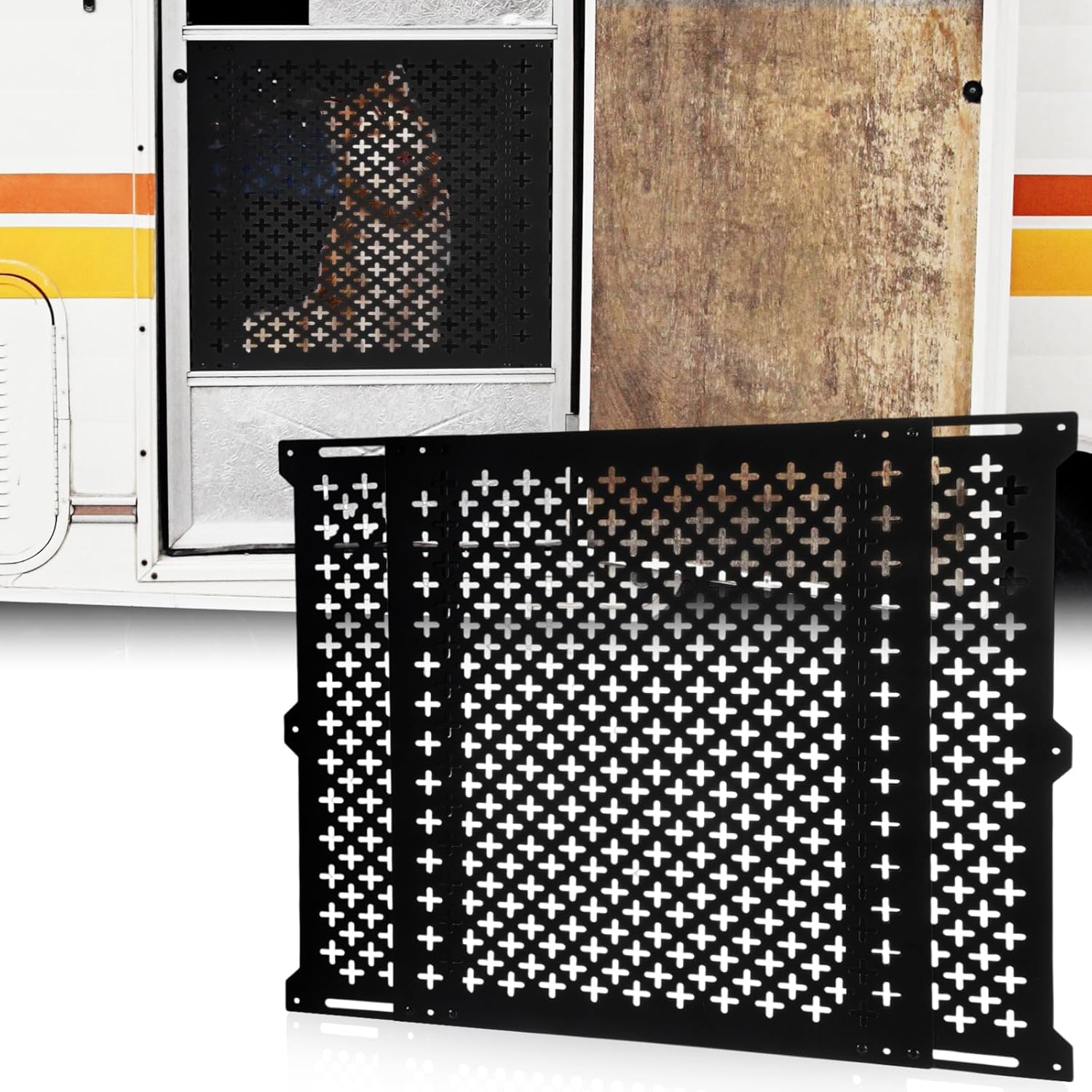 18" Adjustable RV Door Screen Protector - Black