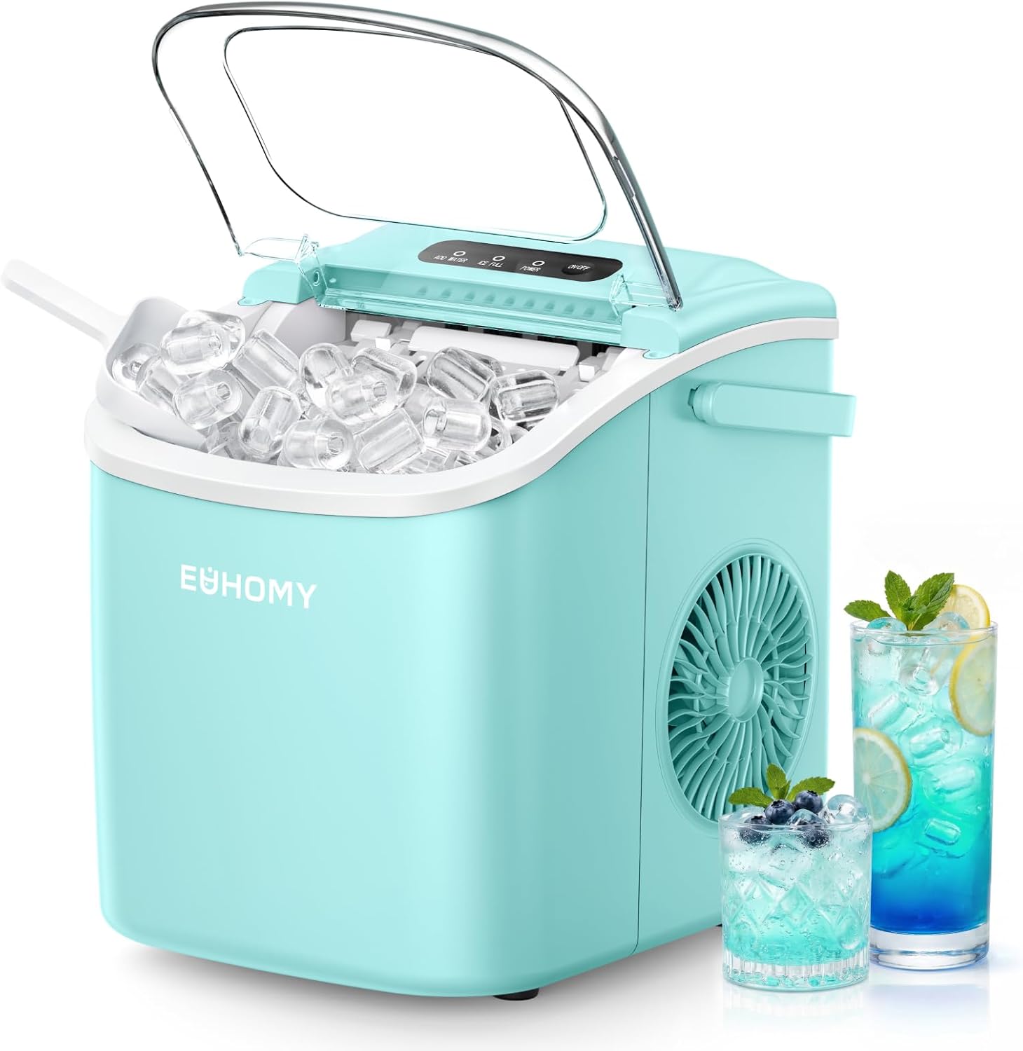 EUHOMY Portable Ice Maker, 26lbs/Day, Green