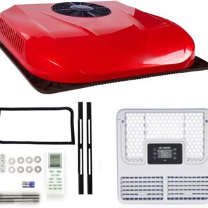 12V RV Rooftop AC Unit w/ Remote & 7-Blade Fan - Red