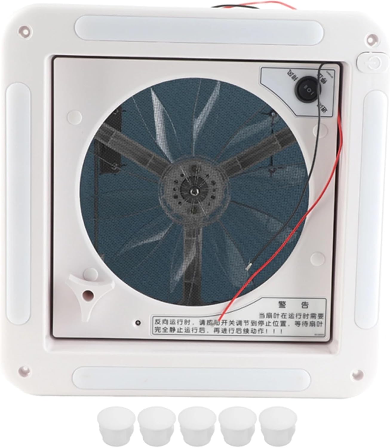 12V RV Ceiling Vent Fan 11x11in w/ Light
