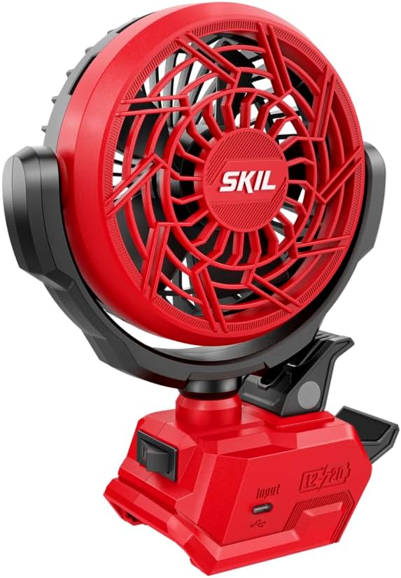 SKIL Brushless 4in Clamp Fan, 12V/20V Tool Only - Red