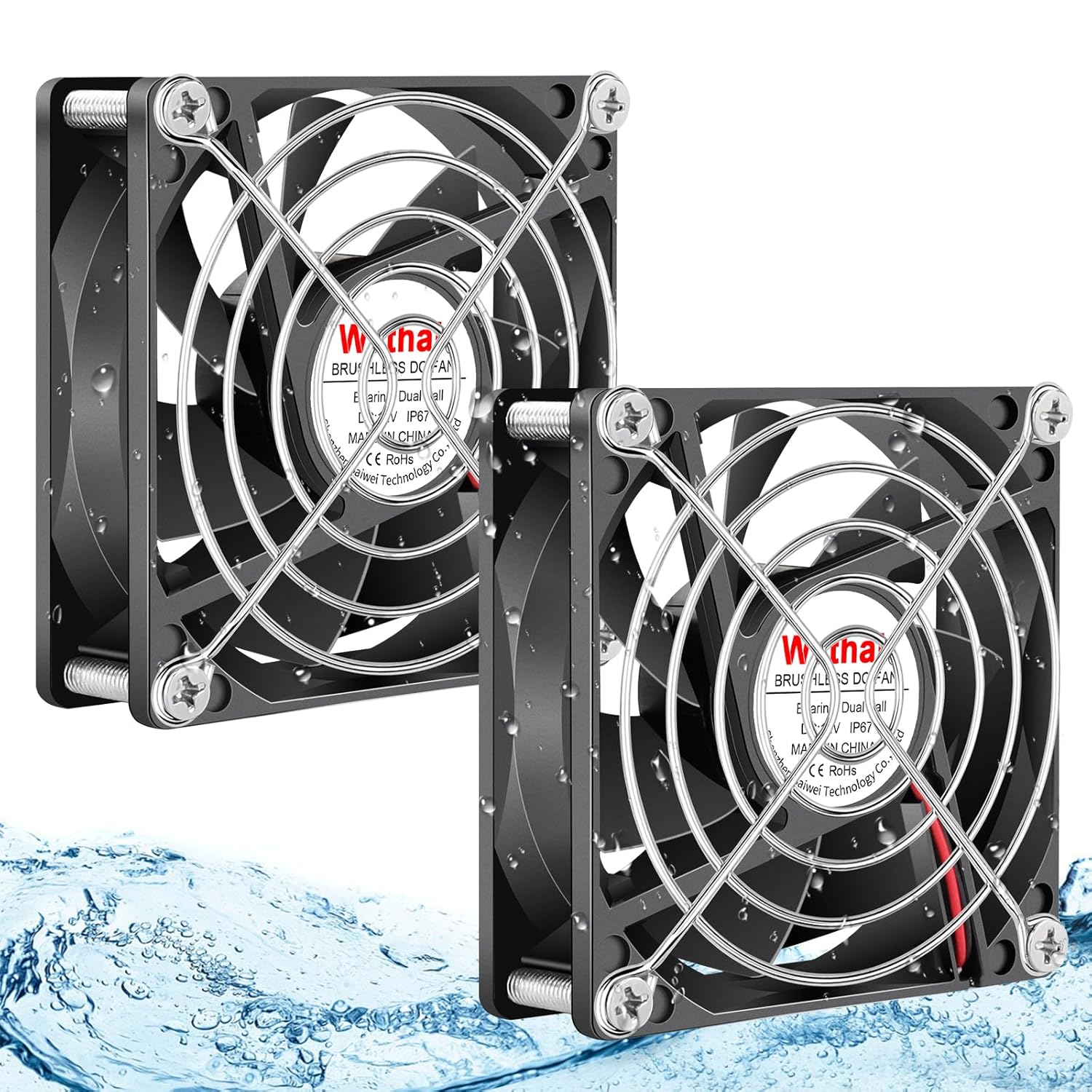Wathai 12V Cooling Fan IP67 Waterproof for RV Fridge 2-Pack