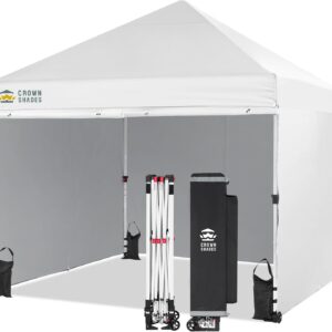 8x8 Pop Up Canopy Tent w/ Wheels & Sidewalls, White