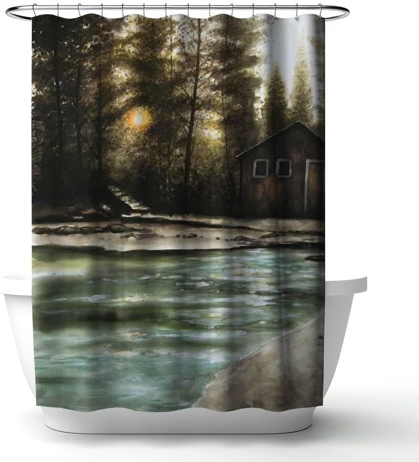 Begin Home 4240-7174-LA189 Rustic Forest Shower Curtain