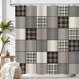 Rustic Plaid Shower Curtain 72" – Lodge Cabin Style, Waterproof & No Liner Needed