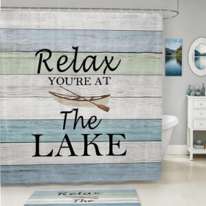 Lake House Shower Curtain Set - Vintage Watercolor Design