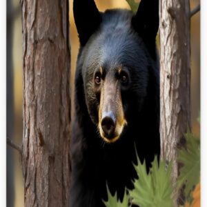 Black Bear Shower Curtain Set – Rustic Forest Decor 36x72"