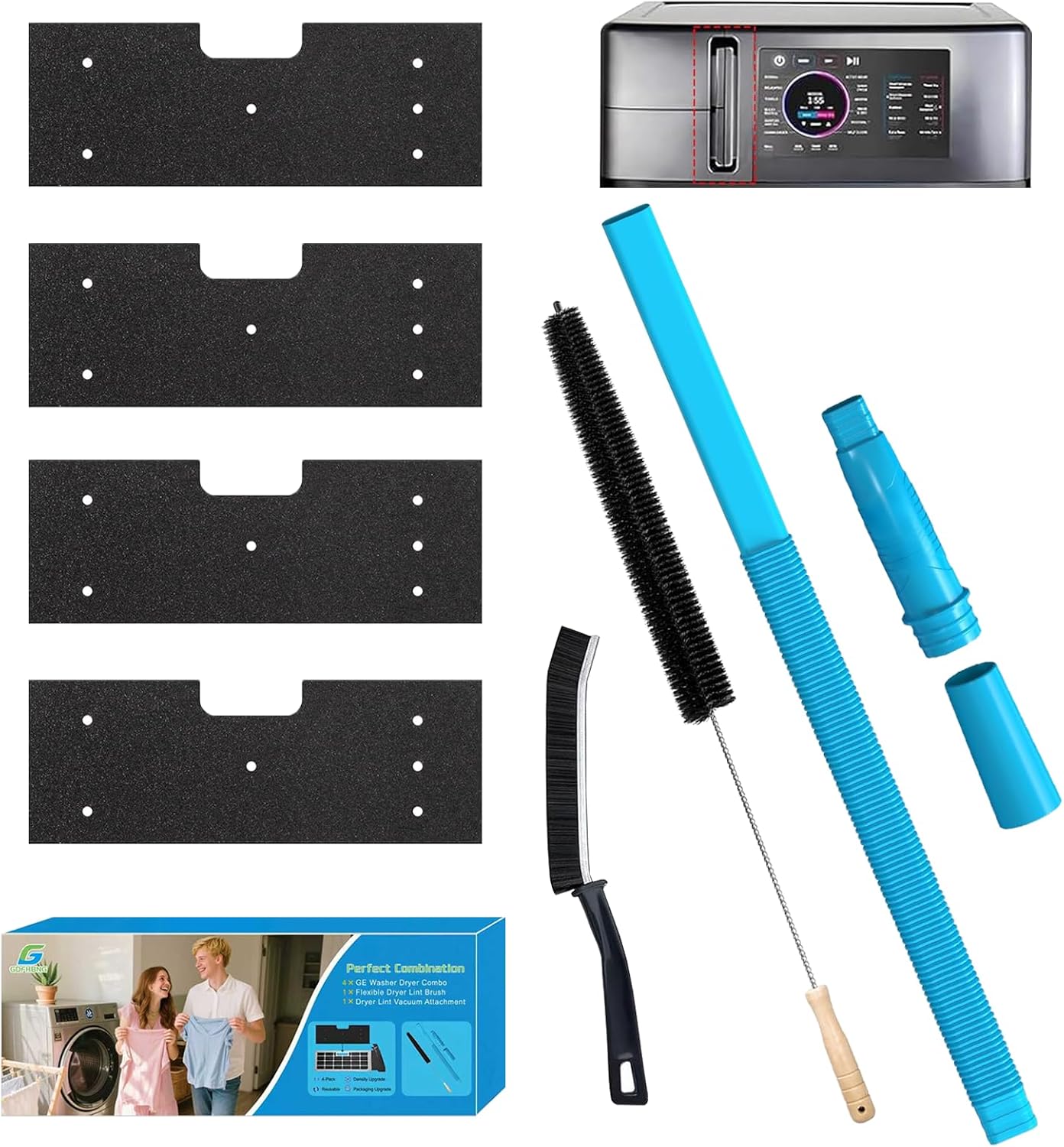 GE Washer Dryer Combo Lint Filter & Cleaner Kit - 7 Pcs