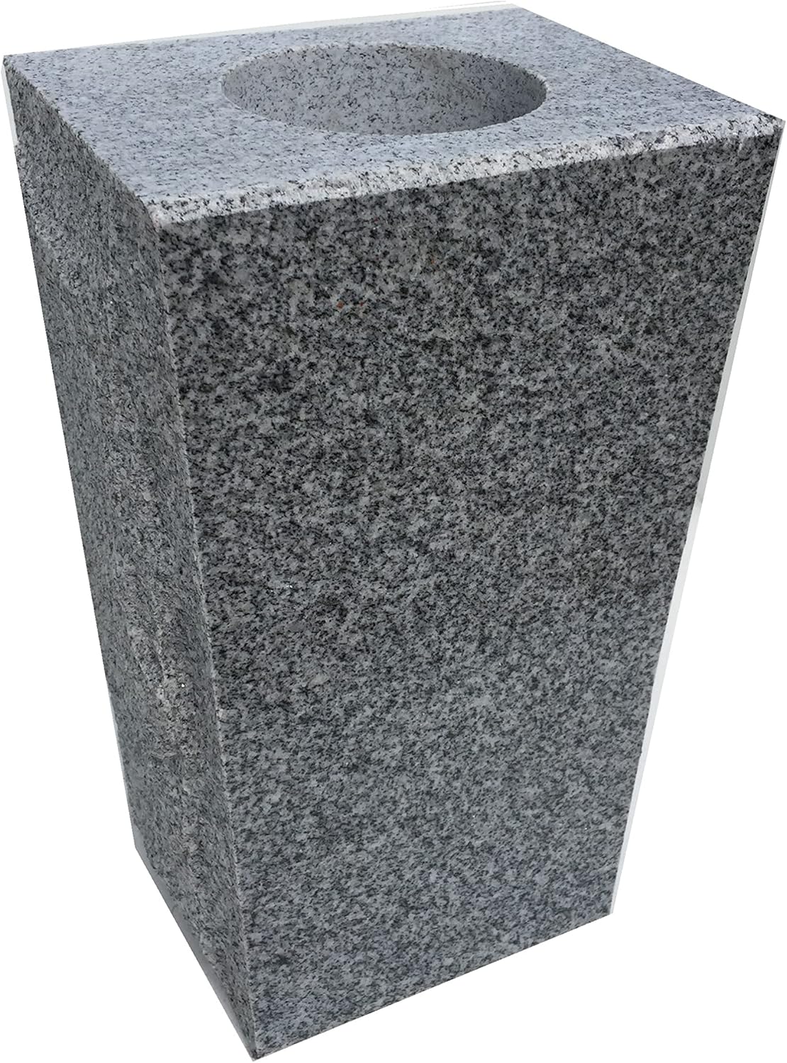 Tapered Granite Memorial Vase | 5” x 4” x 9” | Gray Granite