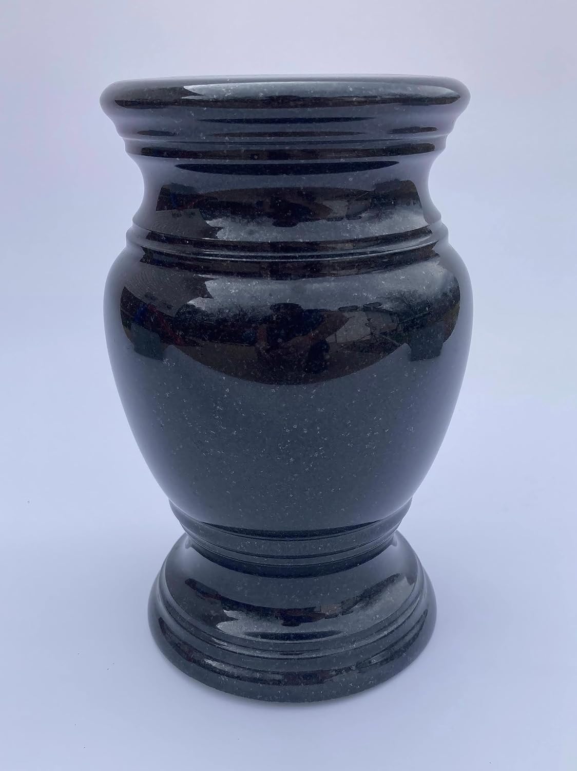 Premium Black Granite Cemetery Flower Vase | 5.5” x 9”