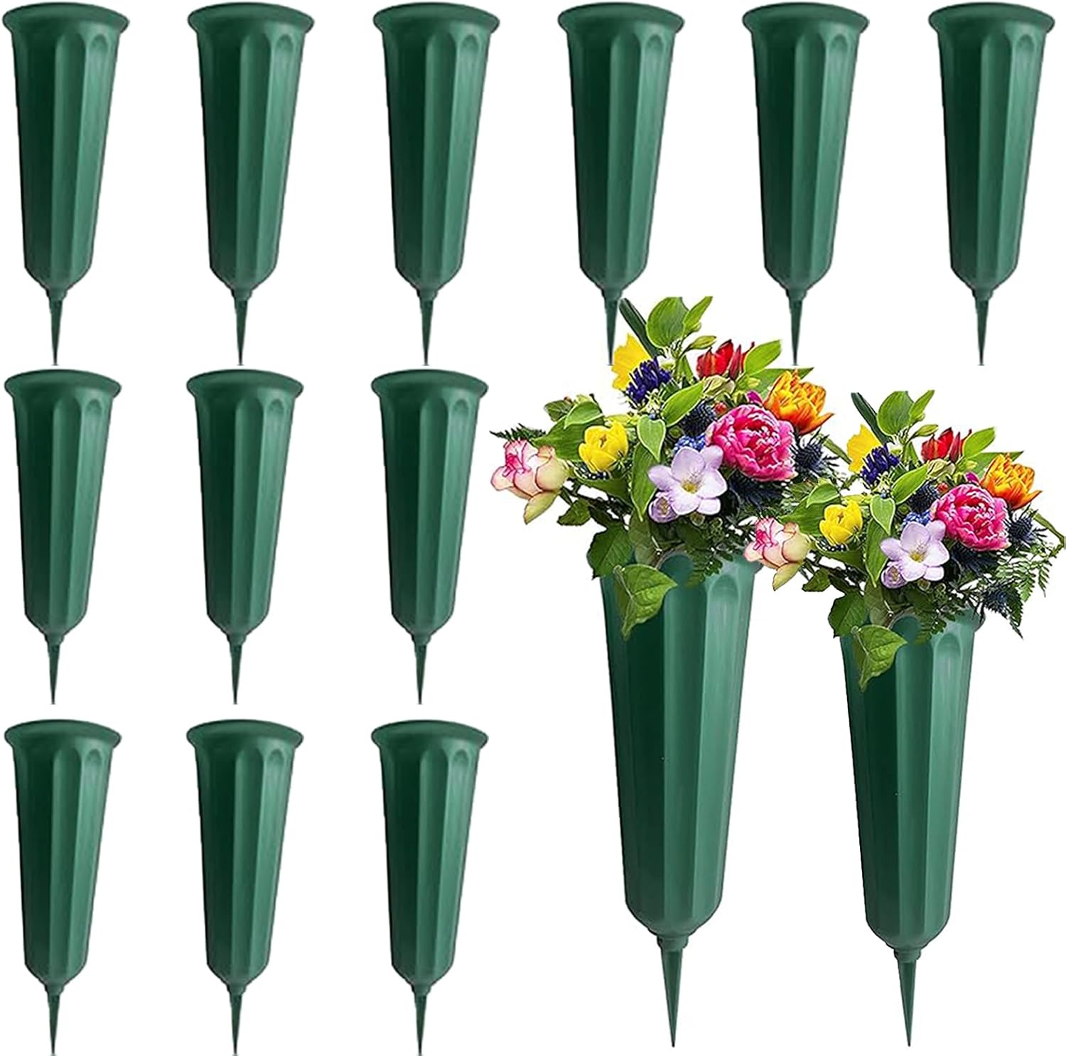 12-Pack Cemetery Flower Vases with Spikes