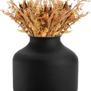 Black Metal Flower Vase – 6.5in Matte Iron Decor Vase