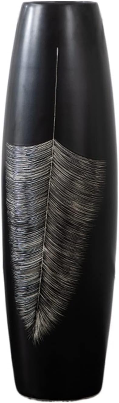 Black Ceramic Floor Vase - Large Home Decor