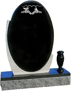 Elegant Granite Headstone with Rock Border & Vase