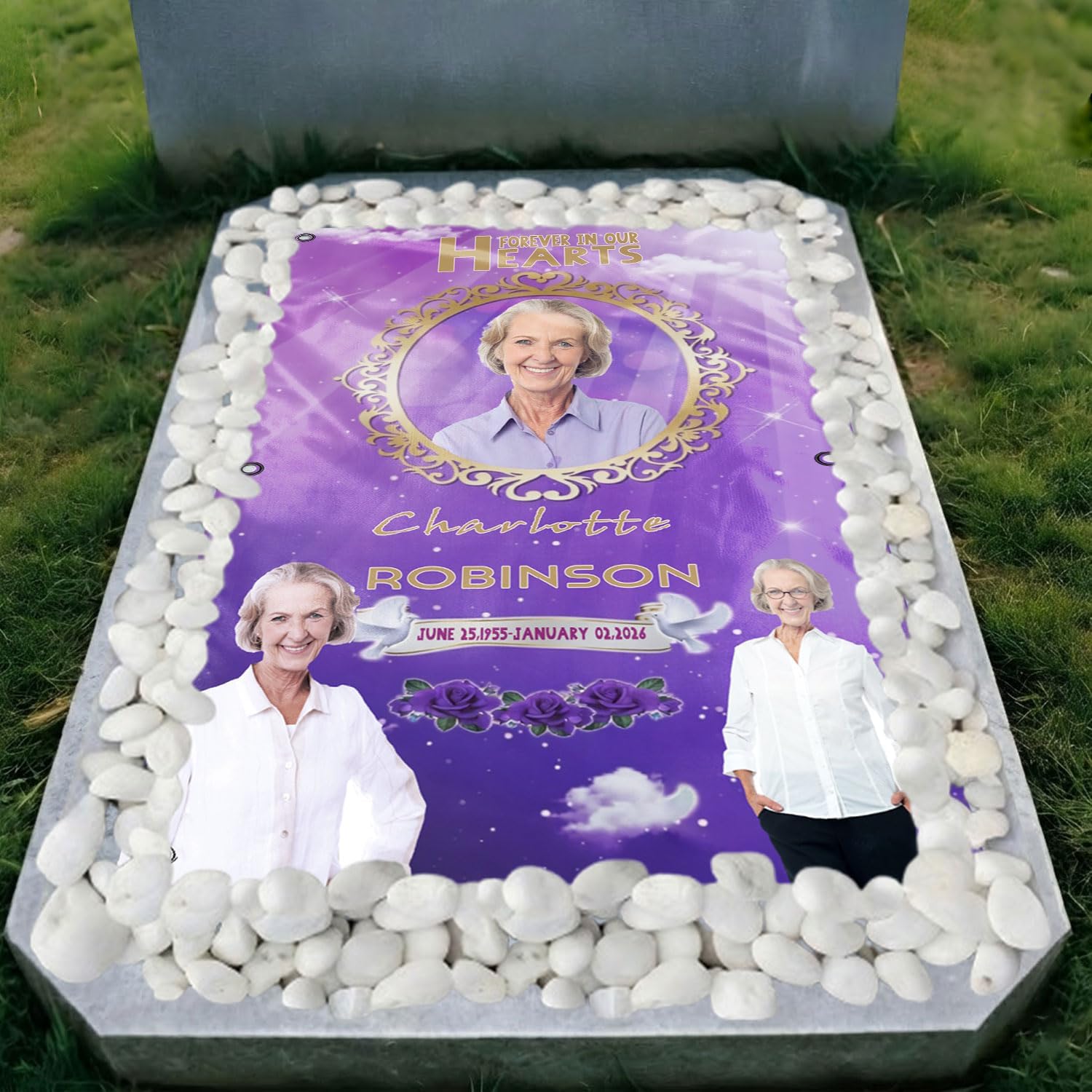 Personalized Memorial Grave Blanket Cover