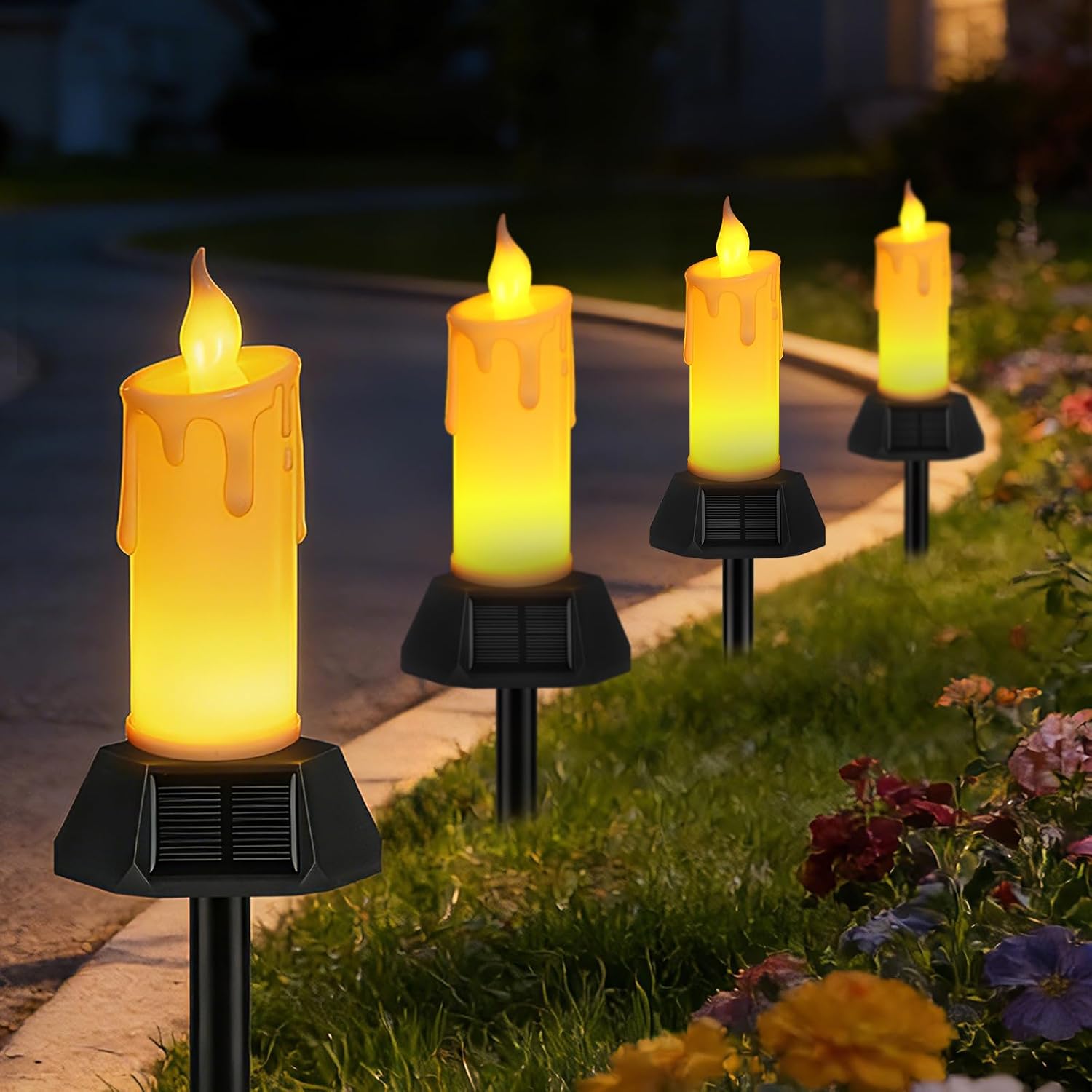 Weddinay 7" Solar Flameless Candles – Outdoor Waterproof (4-Pack)