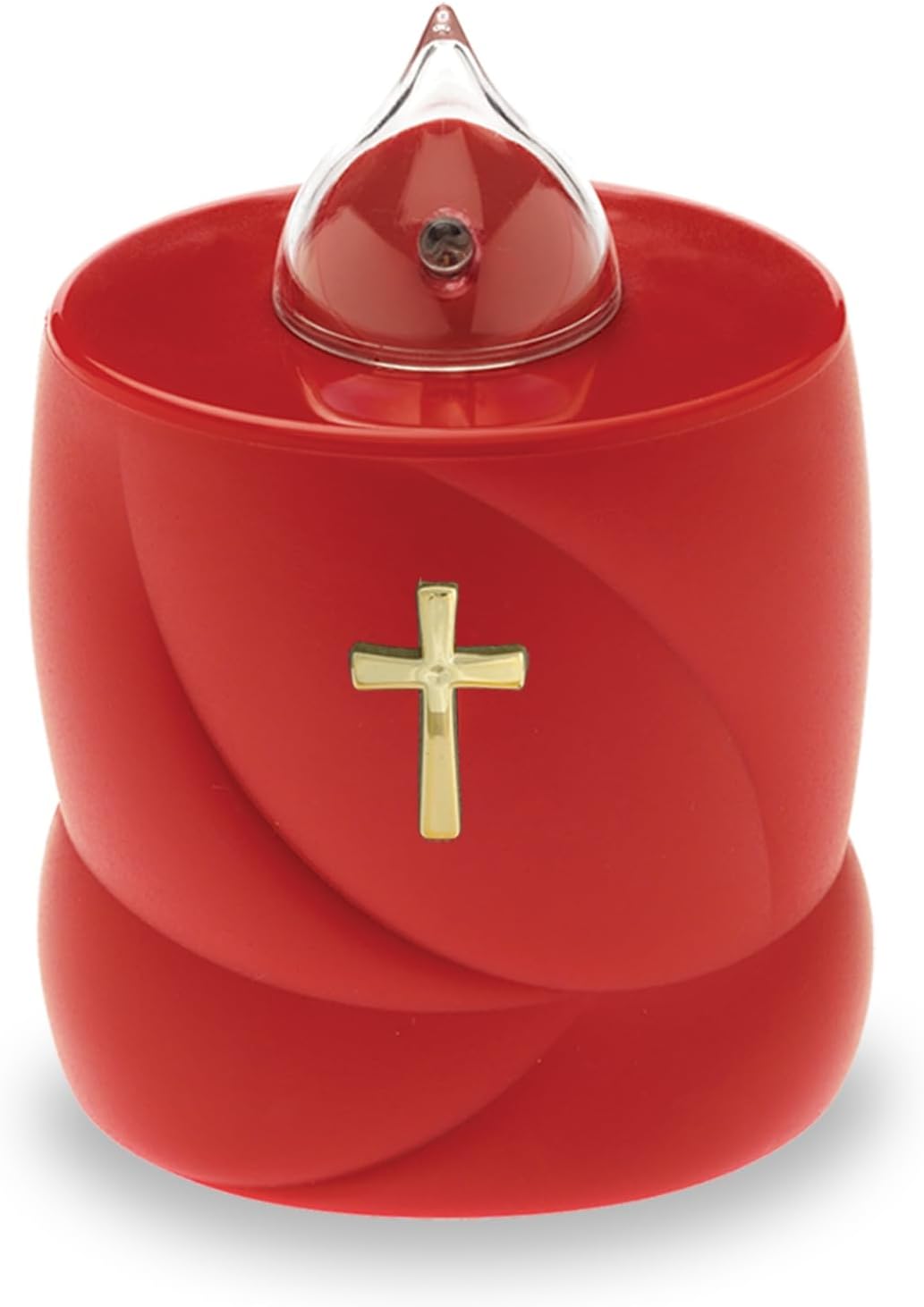 LED Memorial Candle – Holy Cross Design – 200-Day Light – Red