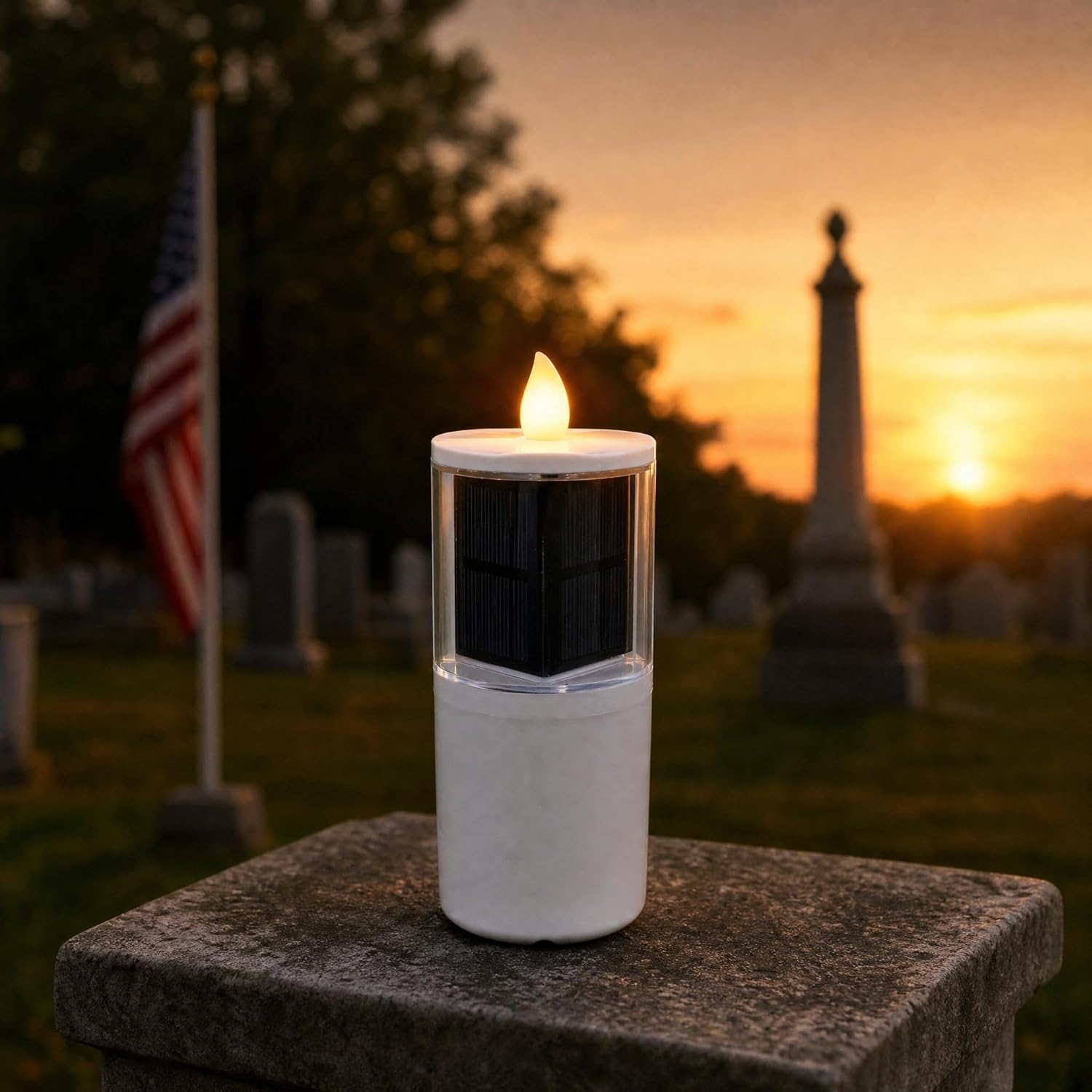 Solar Grave Candles, Dusk-to-Dawn Memorial Light Set
