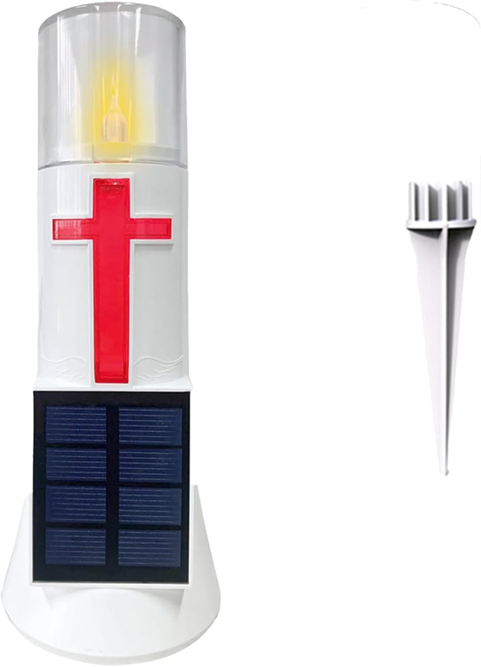 Solar Cross LED Candle for Graves & Memorials - Waterproof