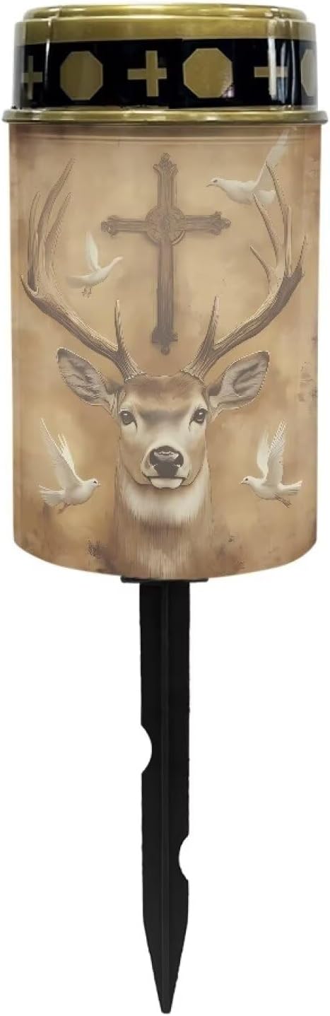 Poceacles Solar Grave Lights LED Flameless Candles - Deer & Dove Memorial