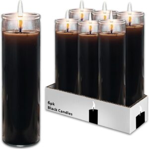 Black Prayer Glass Candles – 6-Pack for Vigils & Blessings | Bulk 8" Kit