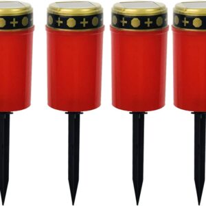 HEYXI 4-Pack Solar Cemetery LED Candles - Weatherproof & Flickering