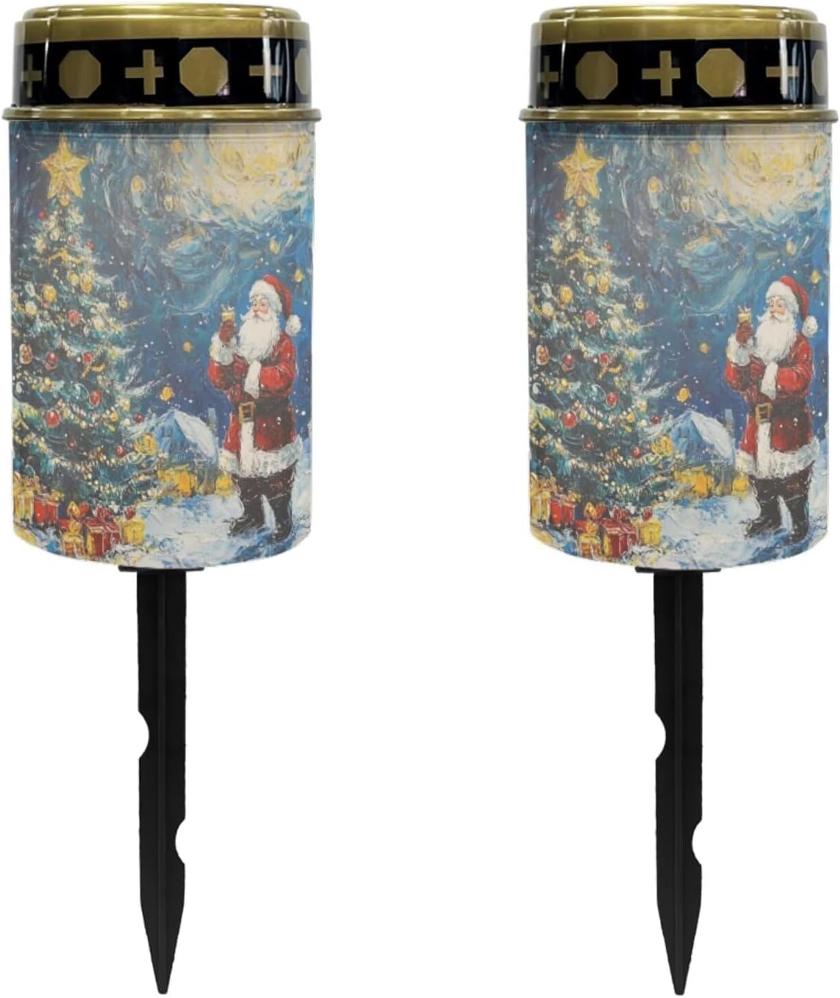 Santa Claus Solar Memorial Lights for Graves - 2 Pack