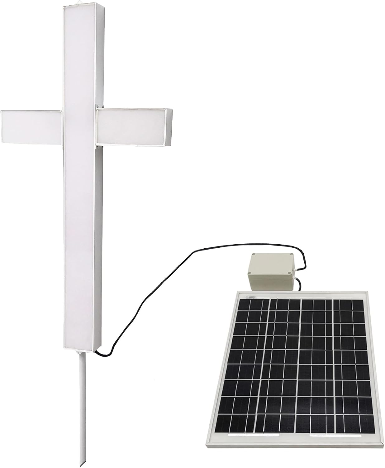 39" Solar LED Lighted Cross - Cemetery & Church Sign