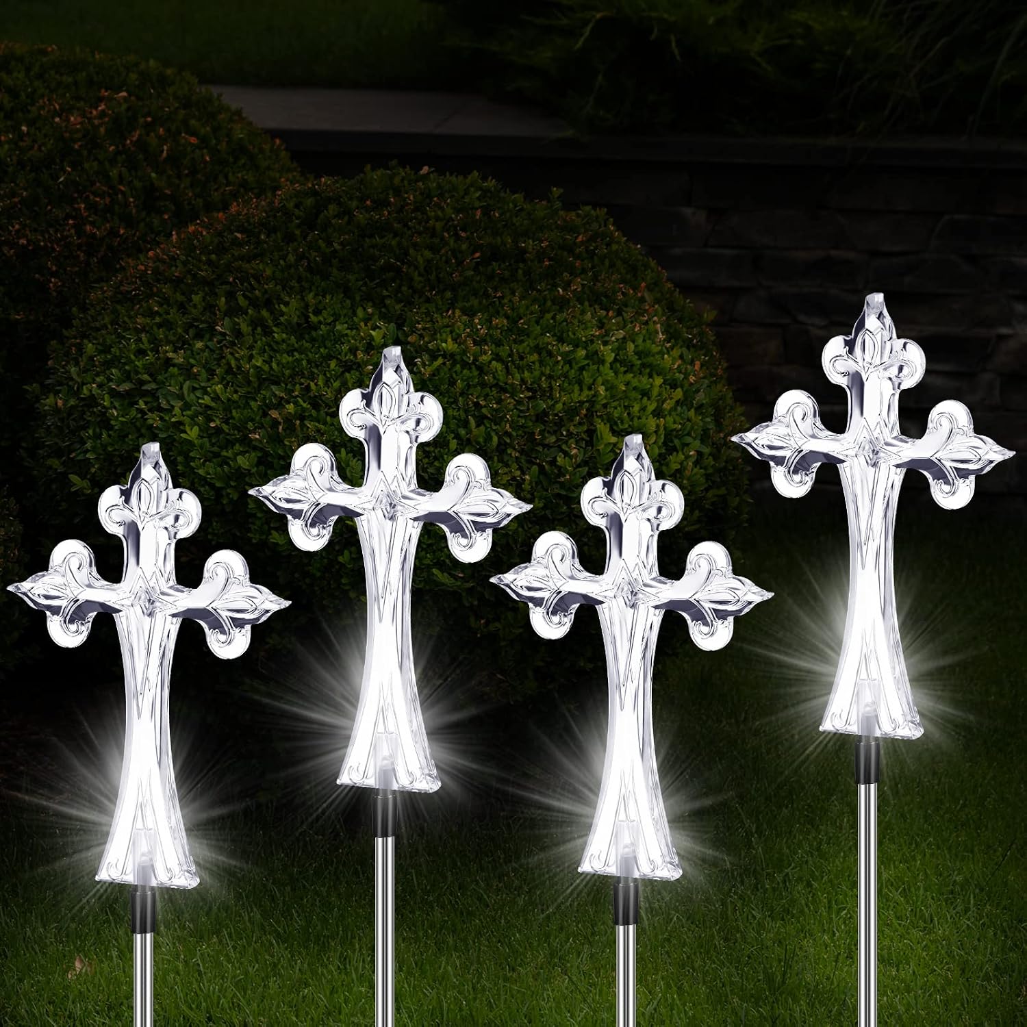 Riakrum Solar Cemetery Crosses - 4 Pack, 16"