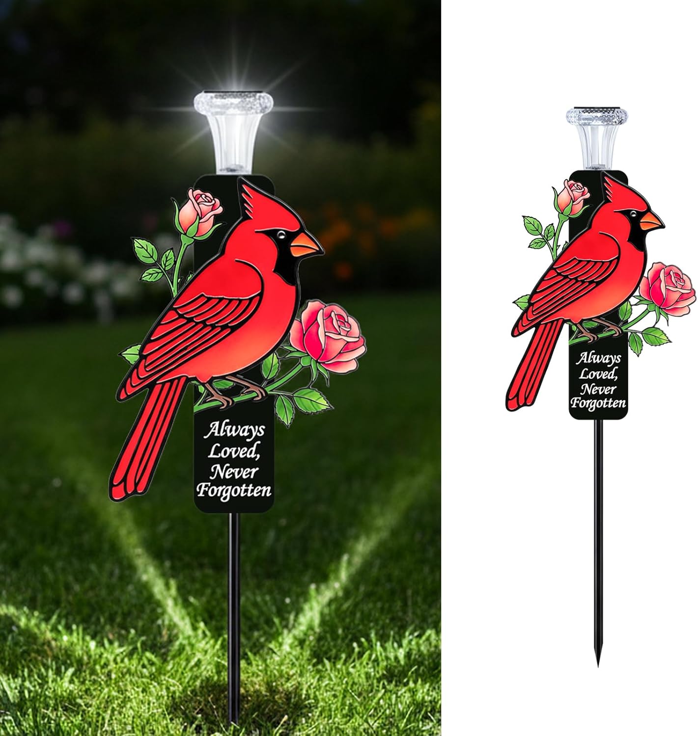 Red Cardinal Solar Memorial Stake - Eternal Light