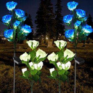 Woanger 4-Pc Solar Rose Cemetery Lights USA Theme