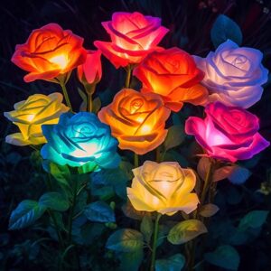 4-Pack Solar Garden Lights with Flowers, Waterproof