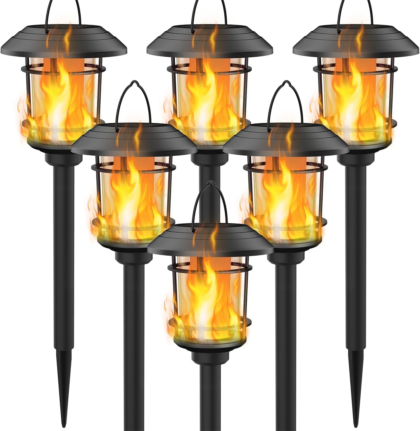 Dynaming Solar Flame Torch Lights - 6 Pack Outdoor Decor