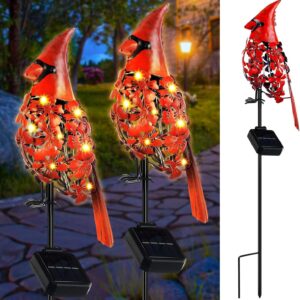 VIHOSE Cardinal Solar Lights - Outdoor Garden Decor (2 Pack)