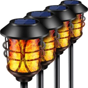 TomCare Solar Flame Torches, 4-Pack Outdoor Lighting