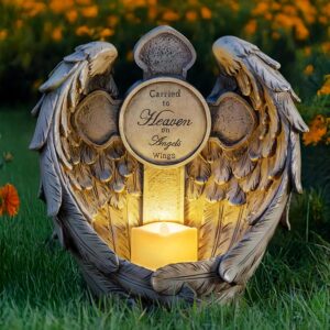 Angel Wings Cross Solar LED Memorial Garden Statue