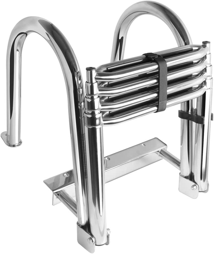 Marine 4-Step Telescoping Boat Ladder, Stainless Steel