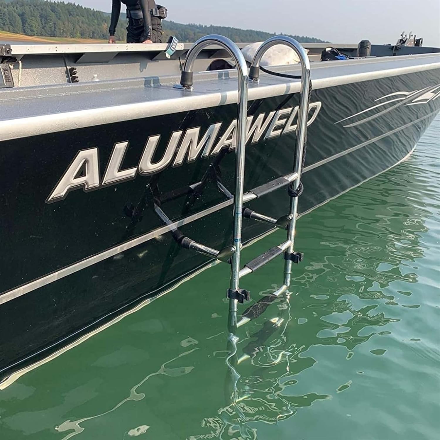4/5/6 Step Boat Ladder - Telescoping Stainless Steel