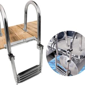 4-Step Stainless Steel Telescoping Boat Ladder with Railing