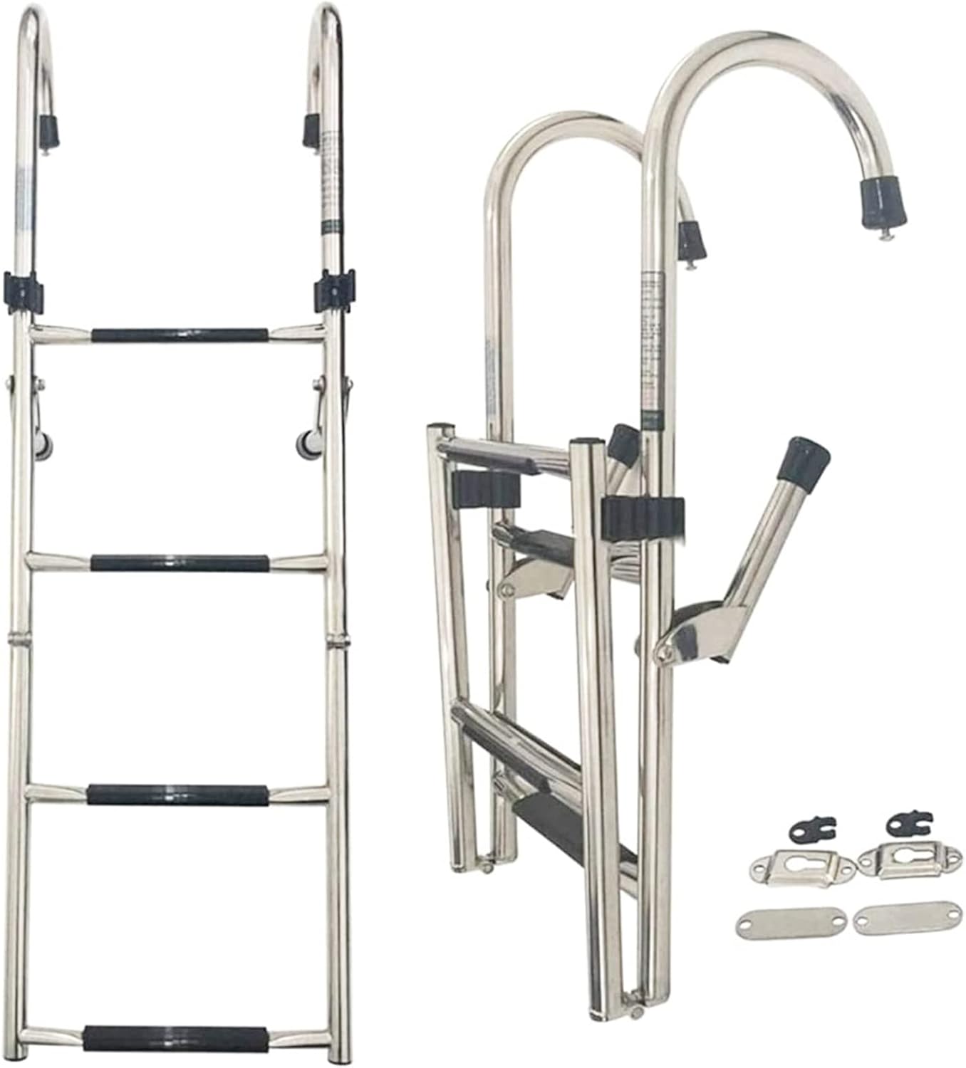 Marine Grade Stainless Steel Boat Ladder - 4/5/6 Step Folding Dock Ladder