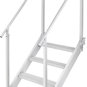 VEVOR 4-Step Dock Stairs, 500lb Aluminum Boat Ladder