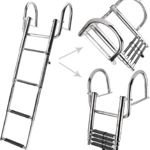 NovelBee 4-Step Telescoping Boat Ladder, Stainless Steel