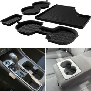 Nissan Sentra Cup Holder Inserts - 4pcs Silicone Mat Set (Black)