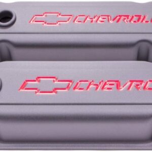 ProForm Stamped Steel Valve Cover Set - Black w/ Chevy Bowtie