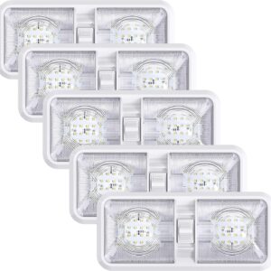 5-Pack RV LED Dome Light Fixture - ON/OFF Switch