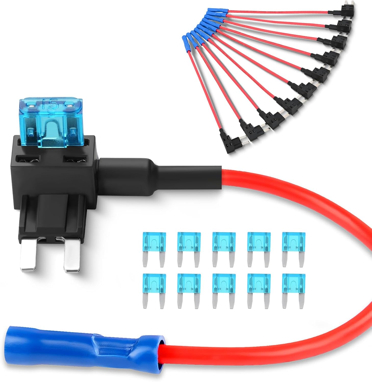 Nilight Add-A-Circuit Fuse Holder Pack - 10 Pack w/ 15A Fuses