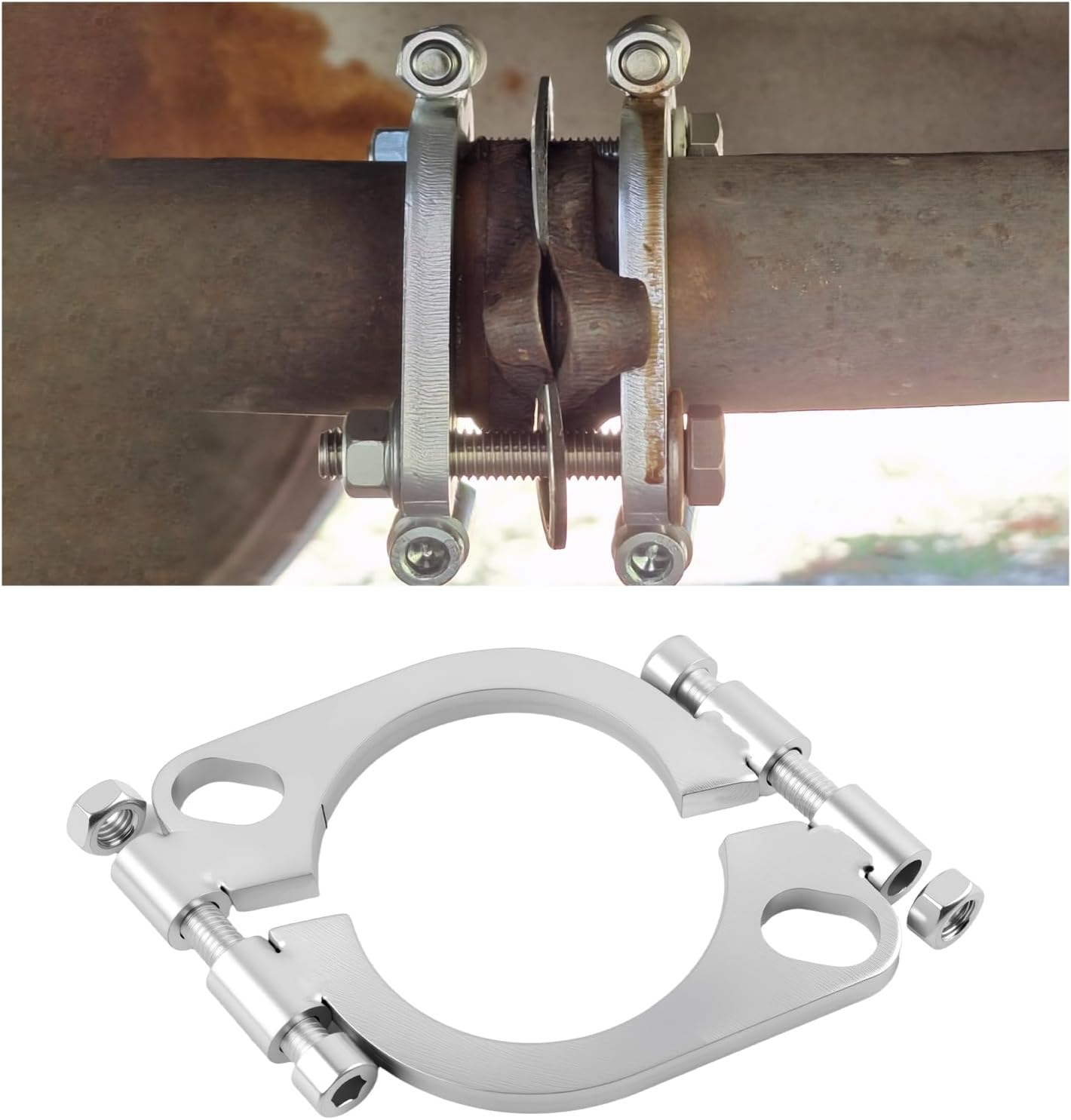 2.5" Car Exhaust Split Flange Kit - 2-Bolt, 4.93" x 3.27"
