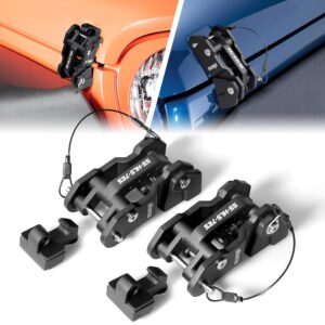 MWNYO Hood Latches for Jeep Wrangler & Gladiator (Black, 1 Pair)
